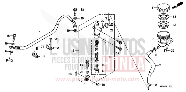 REAR BRAKE MASTERCYLINDER (CB600F/F3) for CB600F Hornet PEARL SIENA RED (R320) from 2007